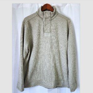 Field & Stream Sweater Size Large Knit Cream Colour 3 Button Mock Neck Pullover